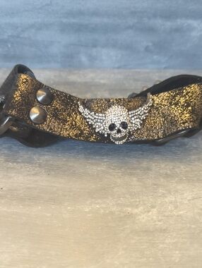 Boot Straps Skull And Rhinestone.Adjustable.